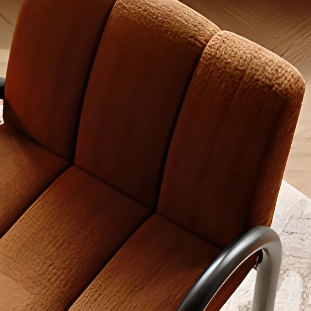 Mid-Century Modern Sherpa Upholstered Armrest Accent Chair Image - 7