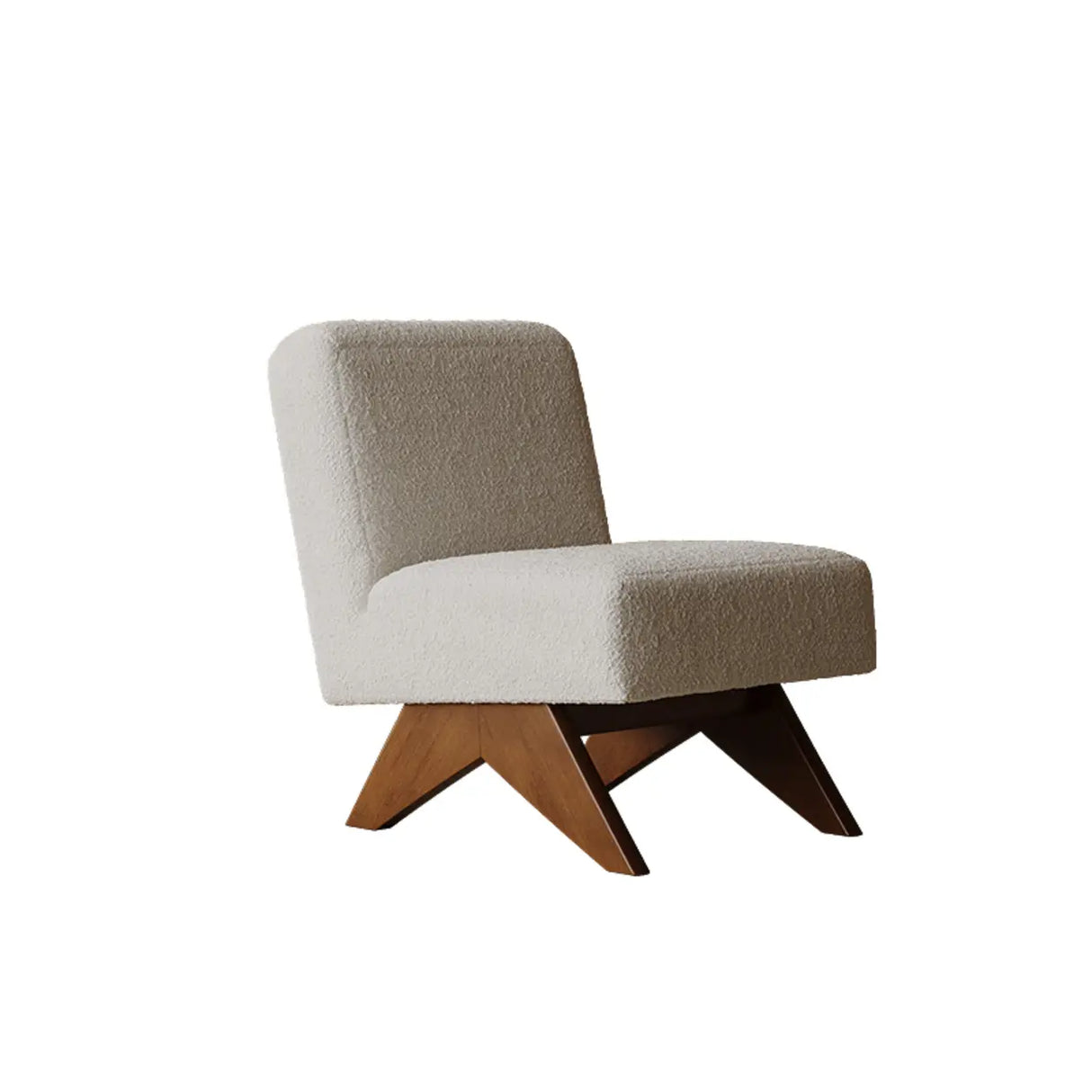 Mid-Century Modern Sherpa Yellow Accent Chair with Wood Legs Image - 2