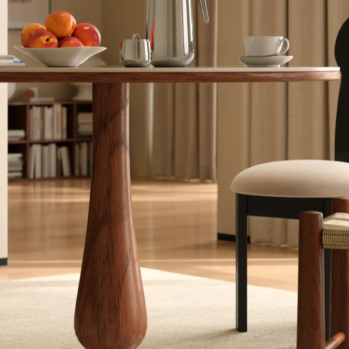 Mid-Century Modern Smalll Stone Top Round Dining Table Image - 10