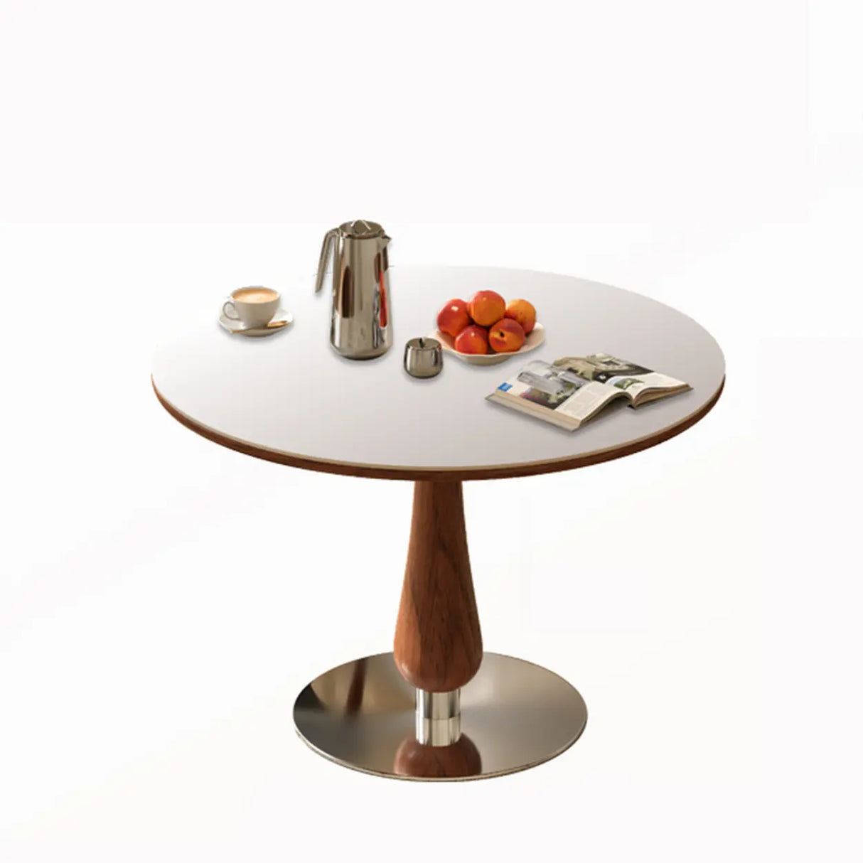 Mid-Century Modern Smalll Stone Top Round Dining Table Image - 3