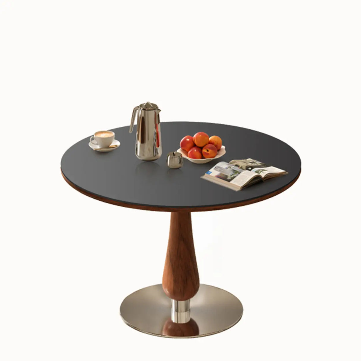 Mid-Century Modern Smalll Stone Top Round Dining Table Image - 5