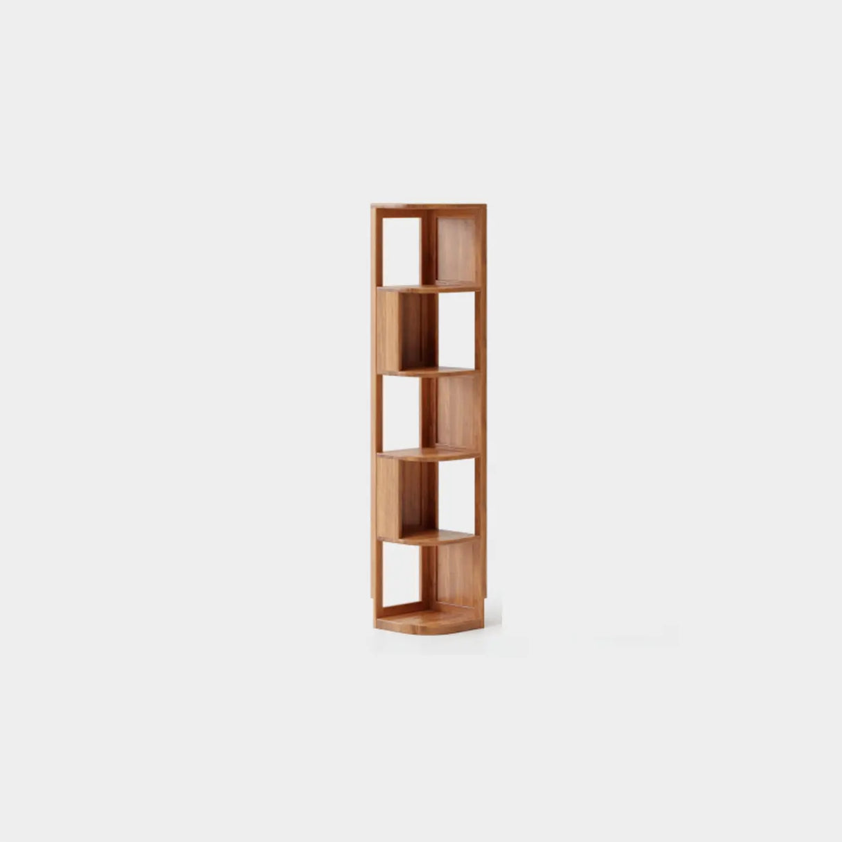 Mid-Century Modern Stand Wood Vertical Corner Bookshelf Image - 2