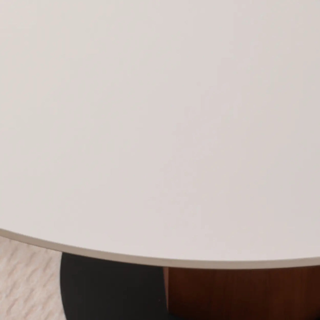 Mid-Century Modern Stone Round Wood Pedestal Dining Table Image - 7