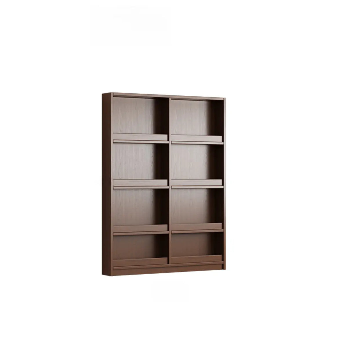 Mid-Century Modern Ultra-Slim Wood Brown Vertical Bookshelf Image - 11
