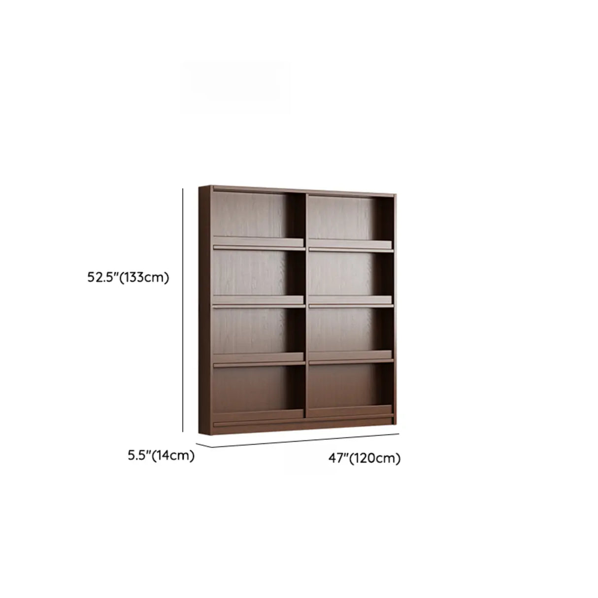 Mid-Century Modern Ultra-Slim Wood Brown Vertical Bookshelf Image - 17