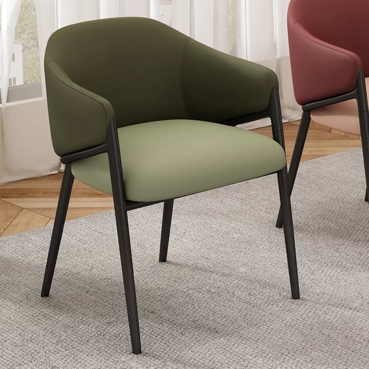 Mid-Century Modern Upholstered Curved Back Accent Dining Chair Image - 22