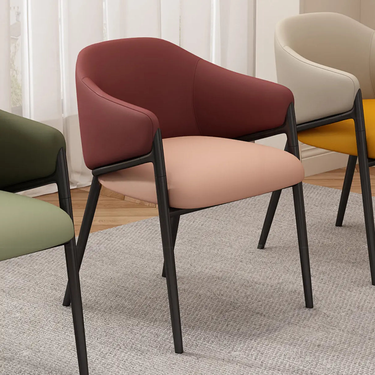 Mid-Century Modern Upholstered Curved Back Accent Dining Chair Image - 25