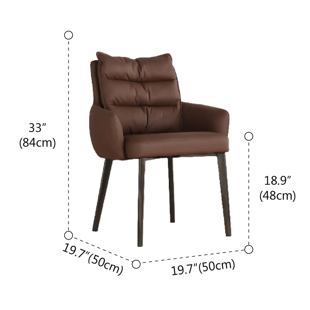 Mid-Century Modern Upholstered Faux Leather Arm Dining Chair