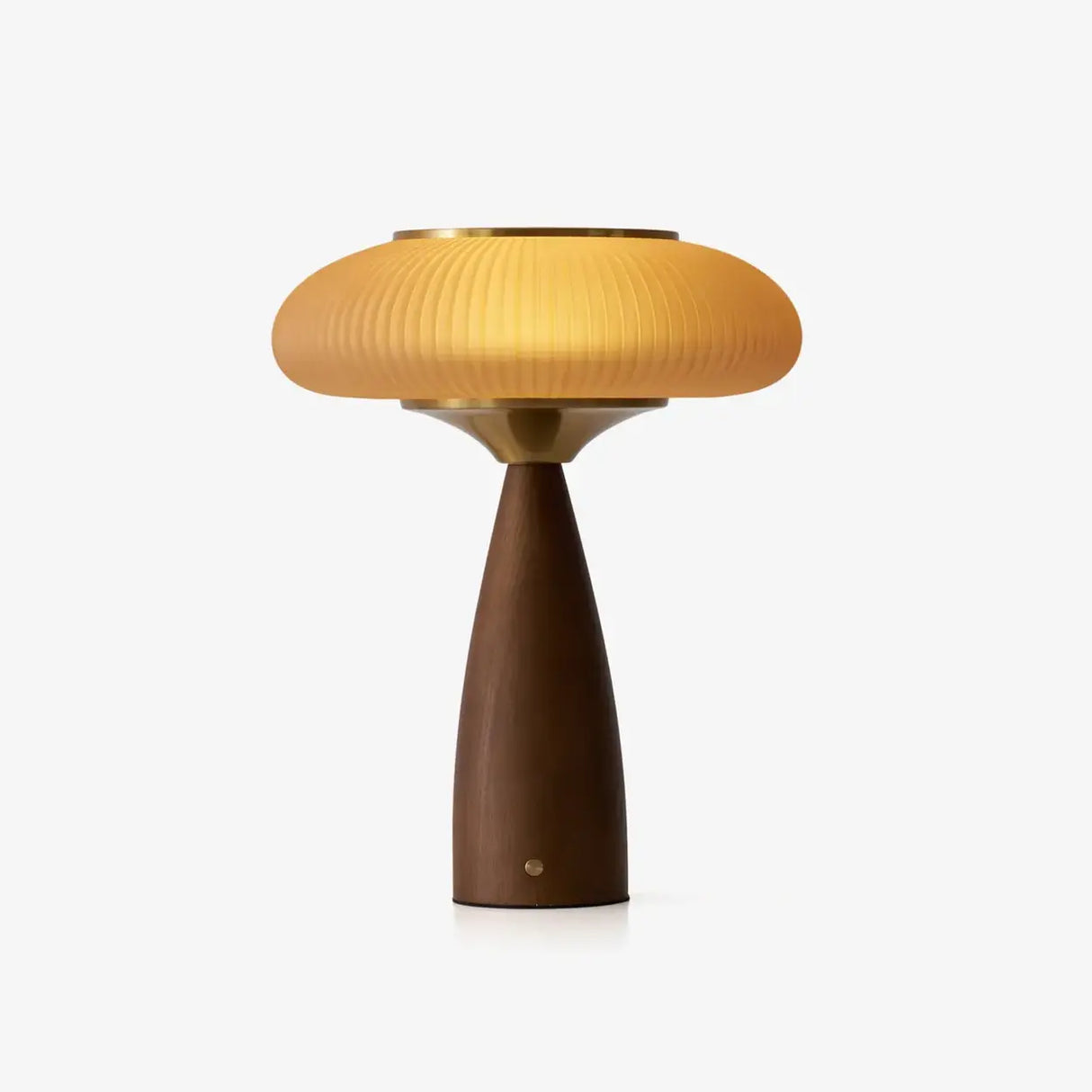 Mid-Century Modern USB Mushroom Amber Wood Table Lamp Image - 1