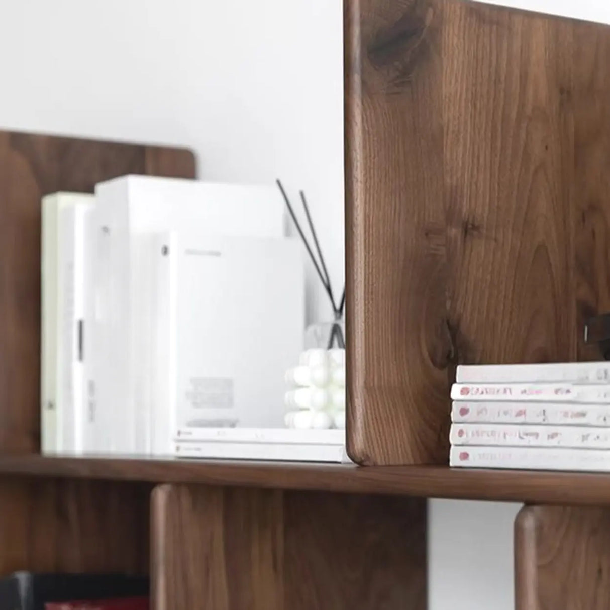 Mid-Century Modern Vertical Open Back Wood Bookshelf Image - 6