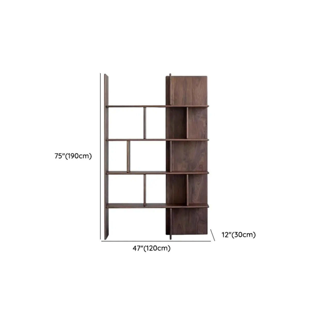 Mid-Century Modern Vertical Open Back Wood Bookshelf