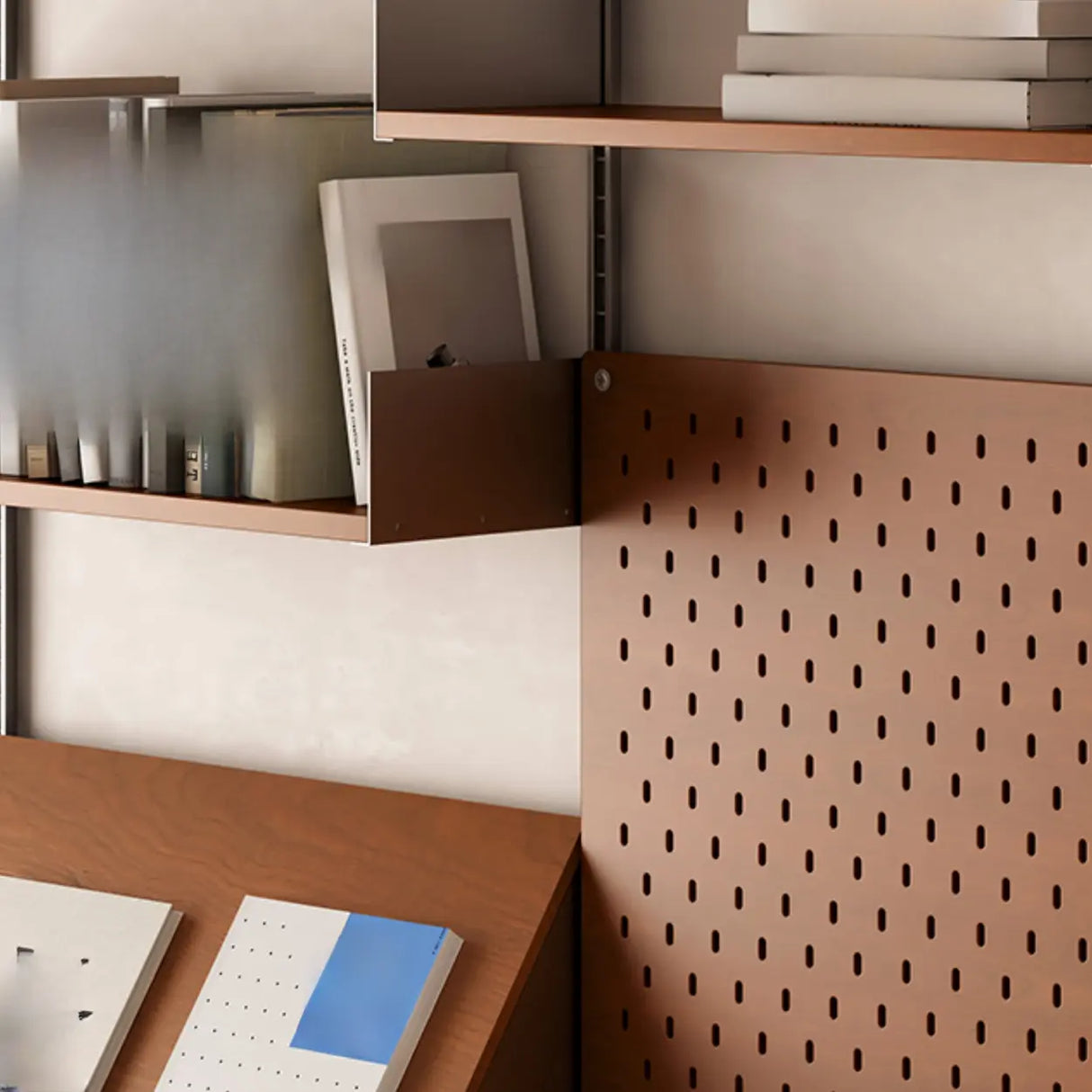 Mid-Century Modern Wall-Mounted Vertical Bookshelf Cabinet Image - 6