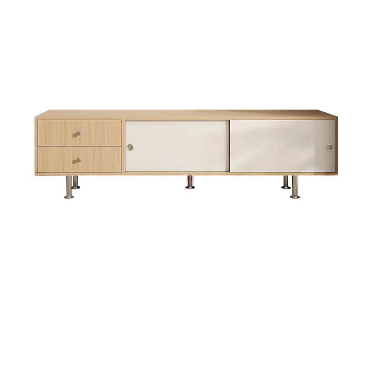 Mid-Century Modern Walnut & White TV Stand with Storage Image - 16