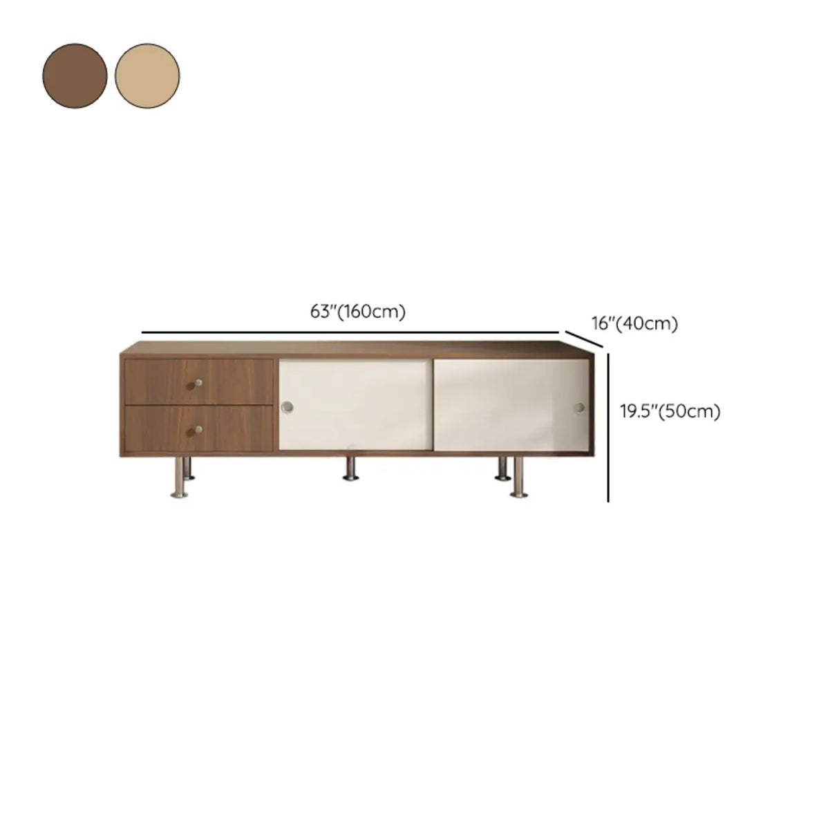 Mid-Century Modern Walnut & White TV Stand with Storage