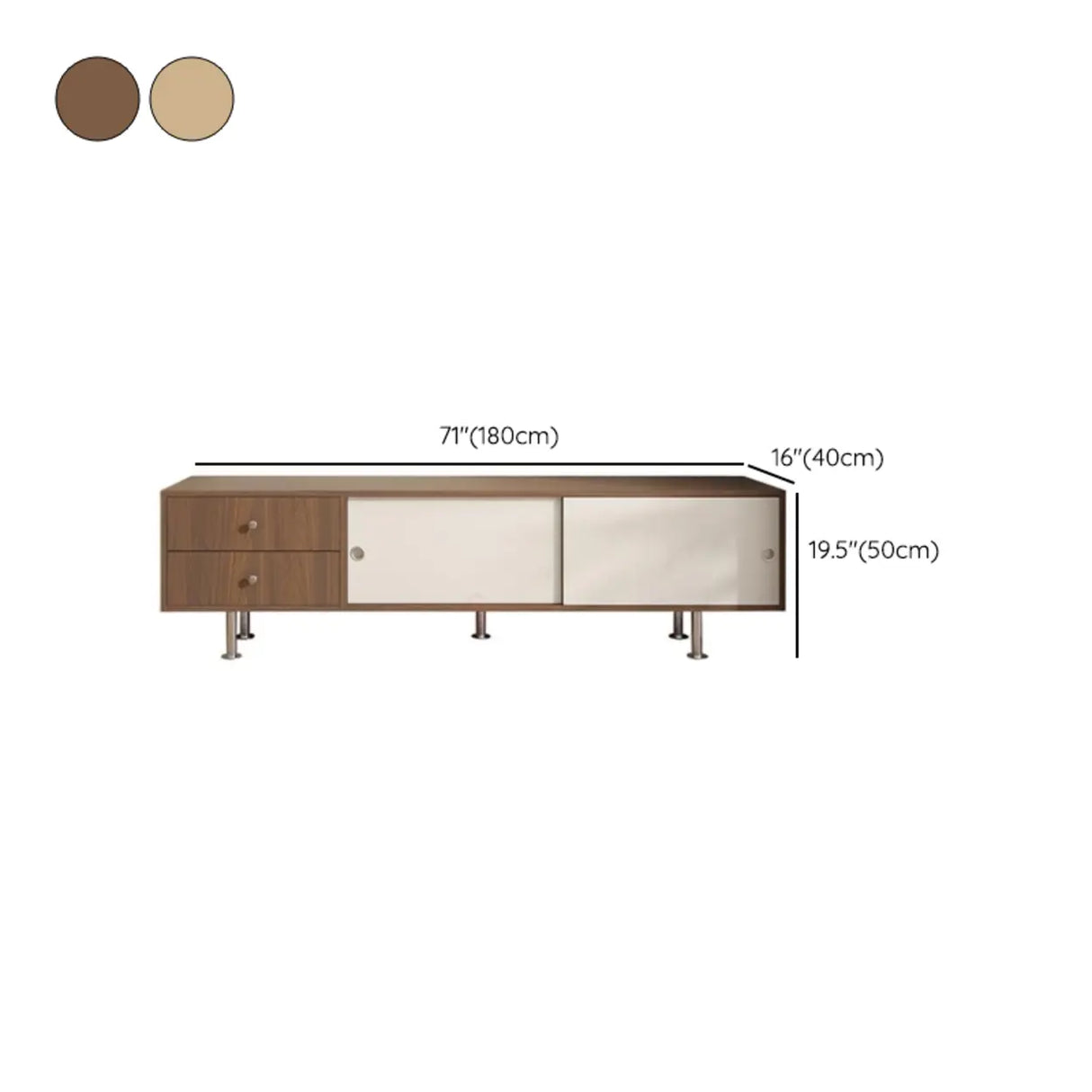 Mid-Century Modern Walnut & White TV Stand with Storage Image - 18