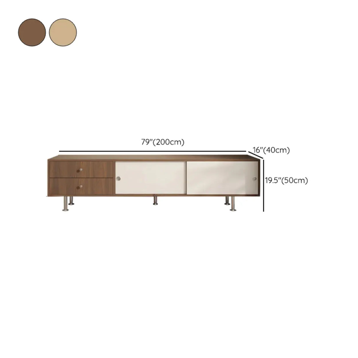 Mid-Century Modern Walnut & White TV Stand with Storage Image - 19