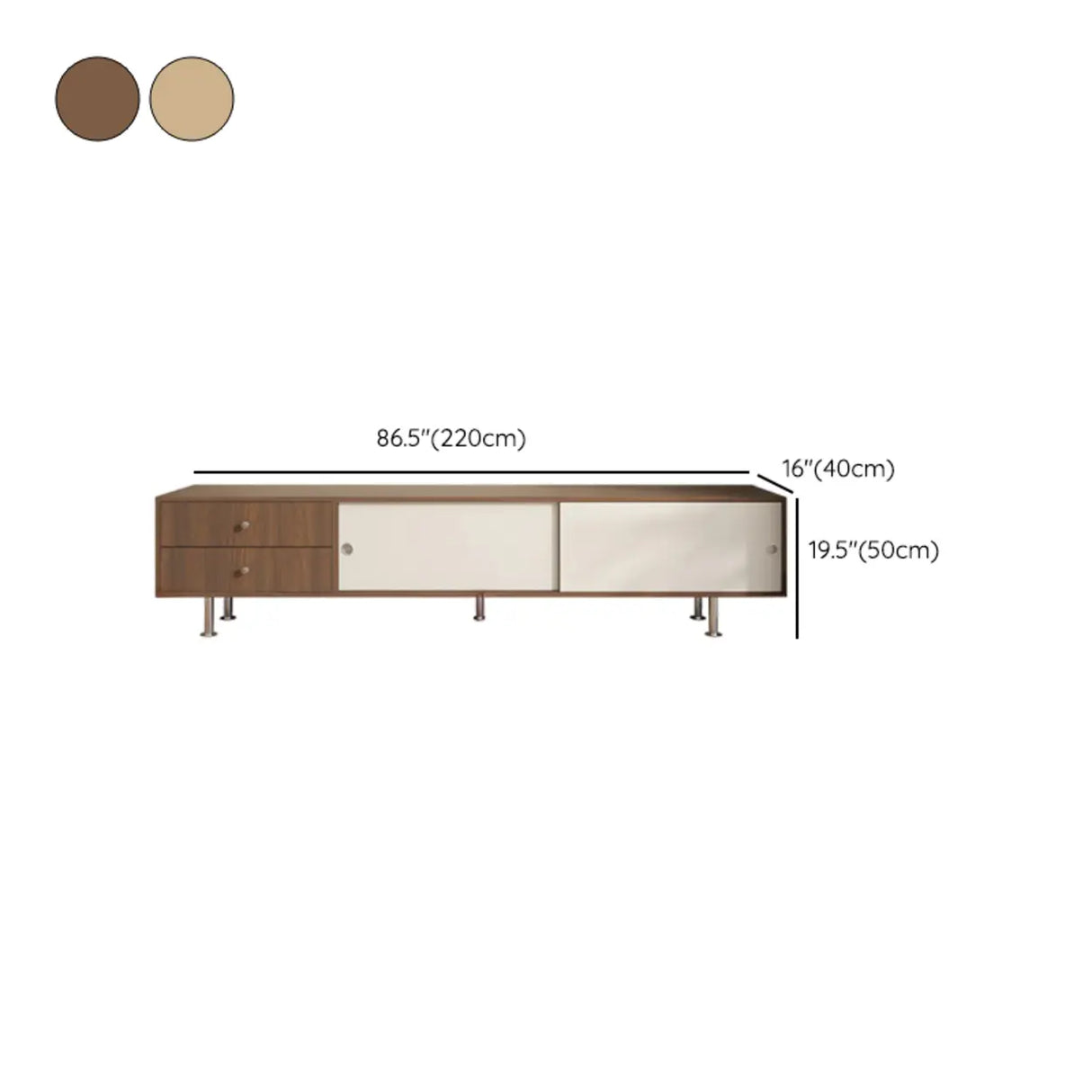 Mid-Century Modern Walnut & White TV Stand with Storage Image - 20