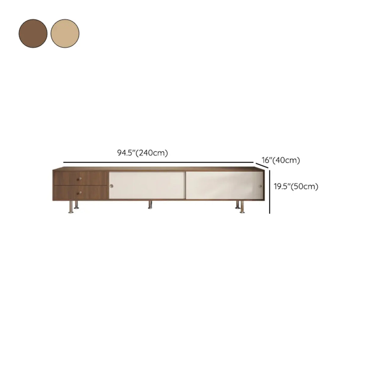 Mid-Century Modern Walnut & White TV Stand with Storage Image - 21