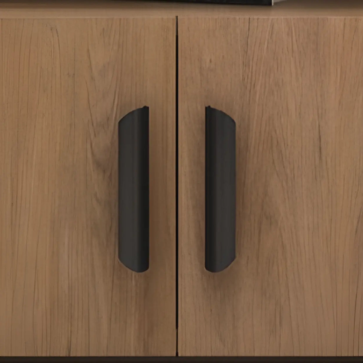 Mid-Century Modern Walnut TV Stand with Black Top Image - 15