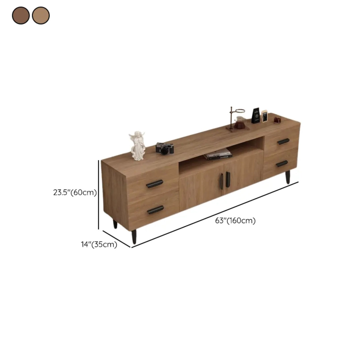 Mid-Century Modern Walnut TV Stand with Black Top Image - 18