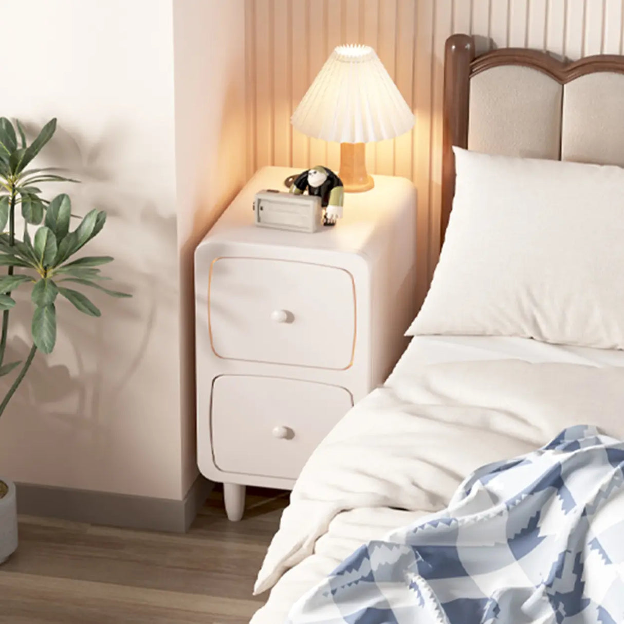 Mid-Century Modern Walnut Wood Nightstand with Drawer & Shelf Image - 11