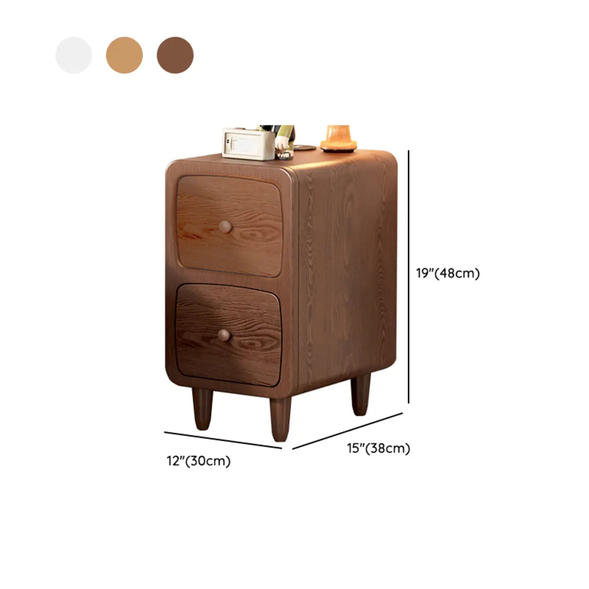 Mid-Century Modern Walnut Wood Nightstand with Drawer & Shelf Image - 13