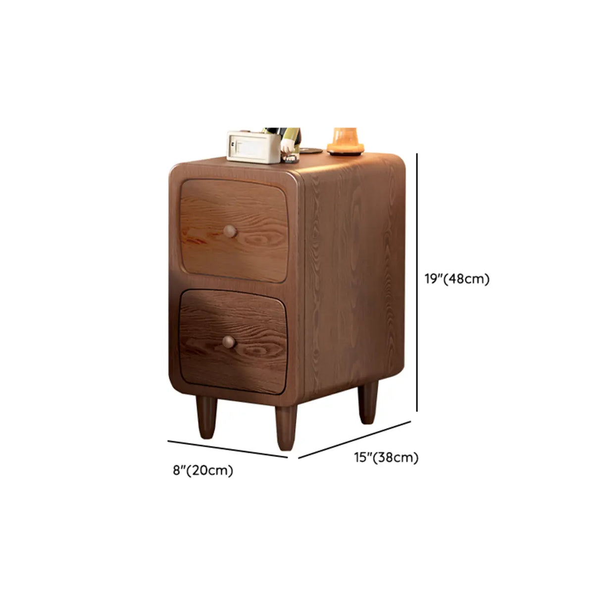 Mid-Century Modern Walnut Wood Nightstand with Drawer & Shelf Image - 17