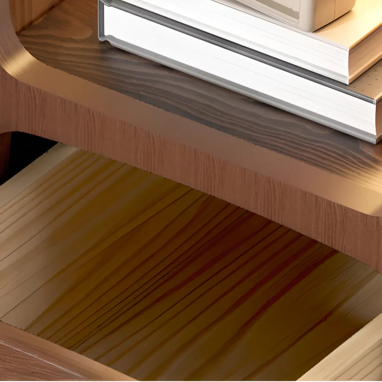 Mid-Century Modern Walnut Wood Nightstand with Drawer & Shelf Image - 4