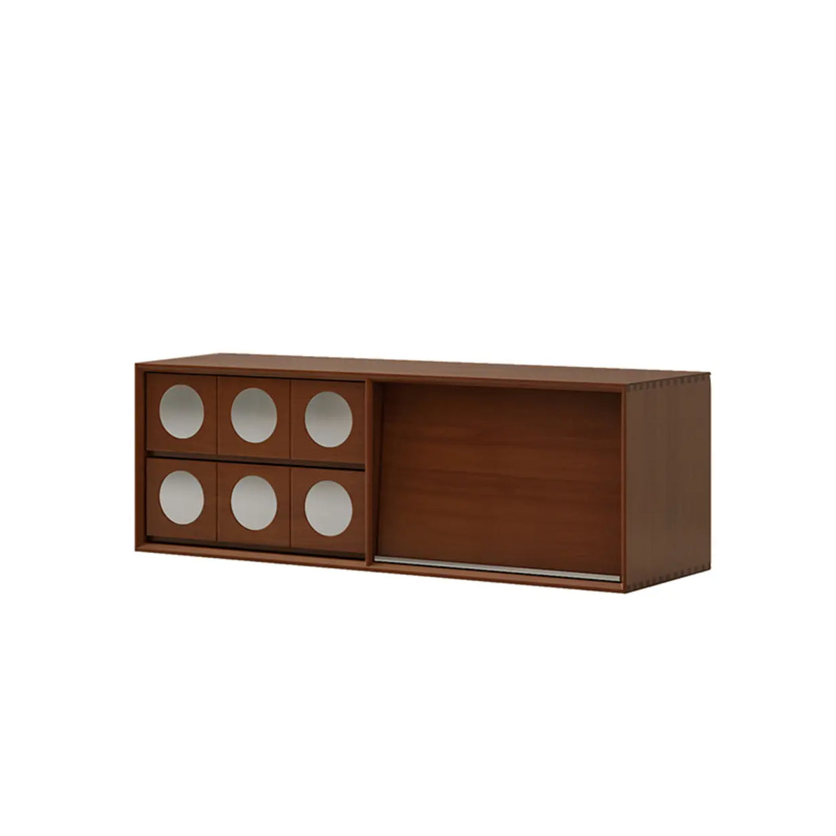 Mid-Century Modern Walnut Wood TV Stand with Ample Storage Image - 2
