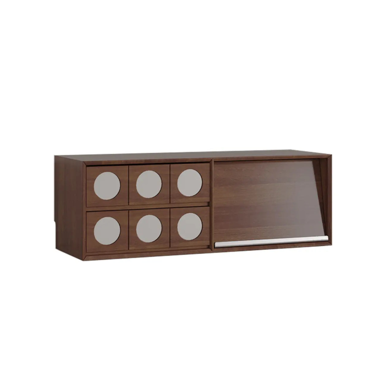 Mid-Century Modern Walnut Wood TV Stand with Ample Storage Image - 3