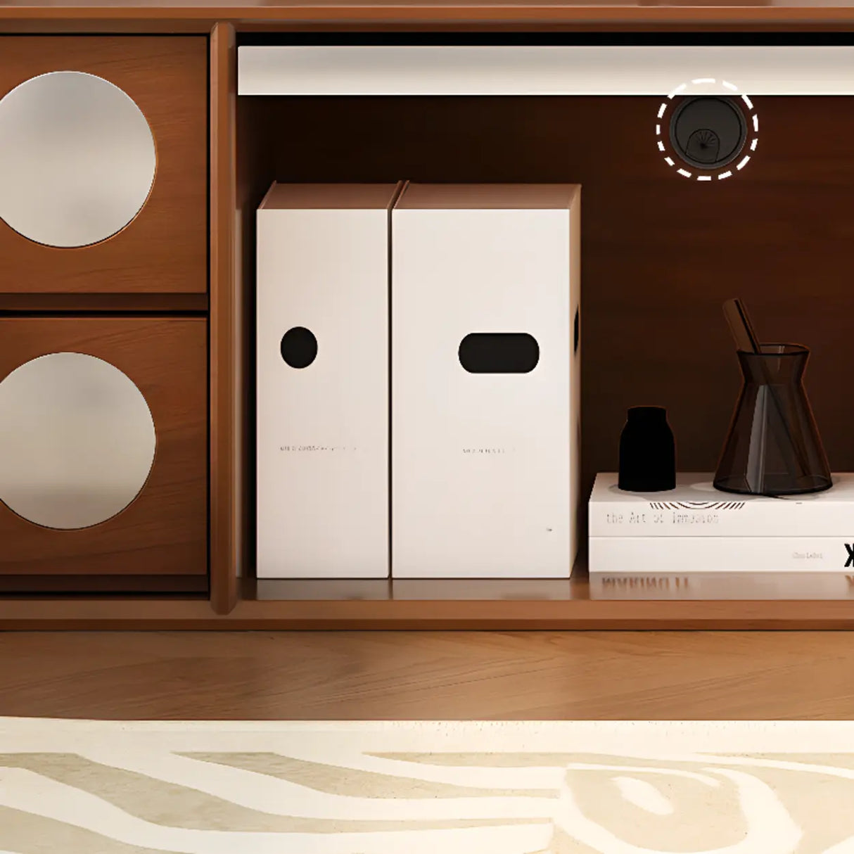 Mid-Century Modern Walnut Wood TV Stand with Ample Storage Image - 6