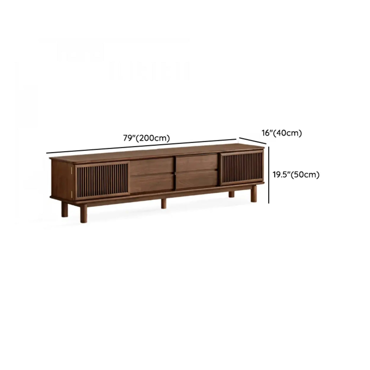 Mid-Century Modern Walnut Wood TV Stand with Cabinet Image - 8