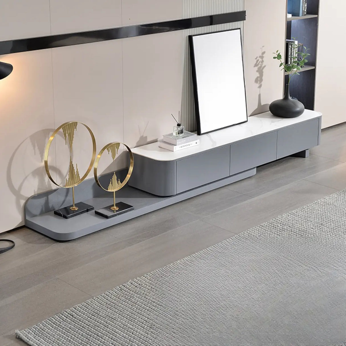 Mid-Century Modern Walnut Wood TV Stand with Drawers Image - 10