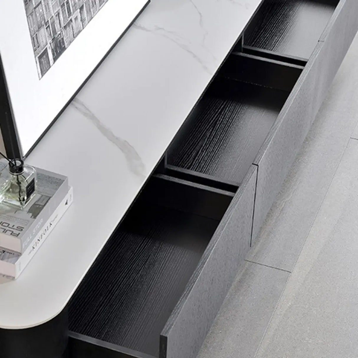 Mid-Century Modern Walnut Wood TV Stand with Drawers Image - 14