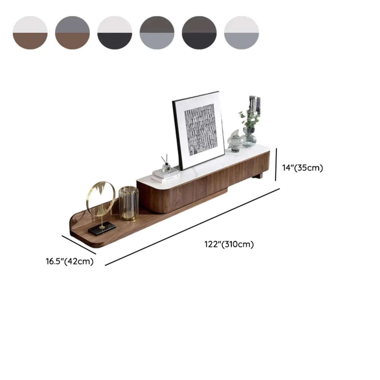 Mid-Century Modern Walnut Wood TV Stand with Drawers Image - 16