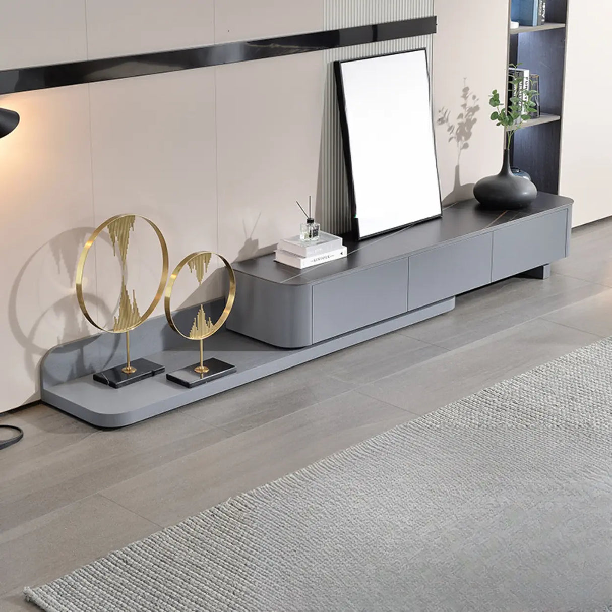 Mid-Century Modern Walnut Wood TV Stand with Drawers Image - 7