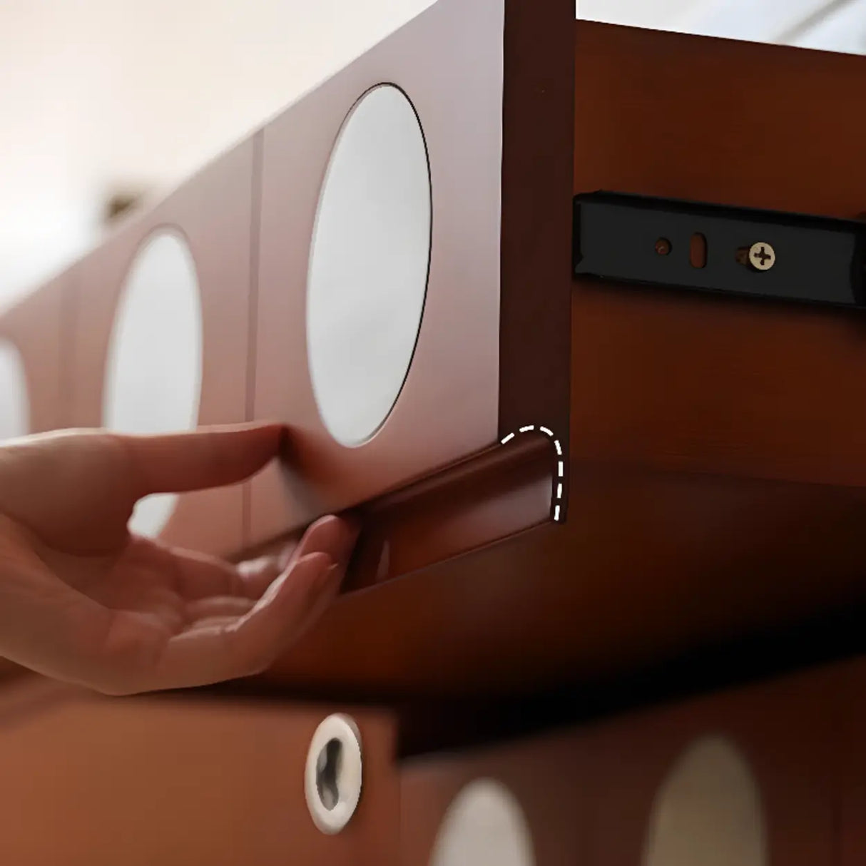 Mid-Century Modern Walnut Wood TV Stand with Sliding Doors Image - 6