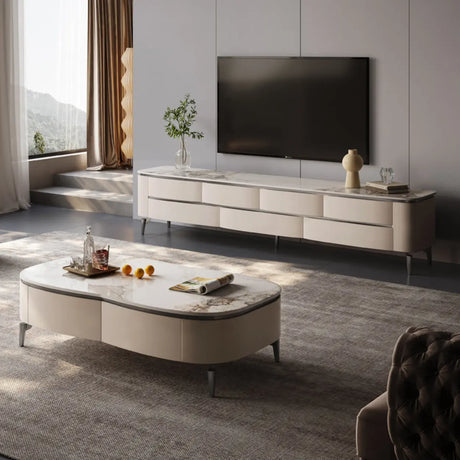 Mid-Century Modern Walnut Wood TV Stand with Storage Image - 2