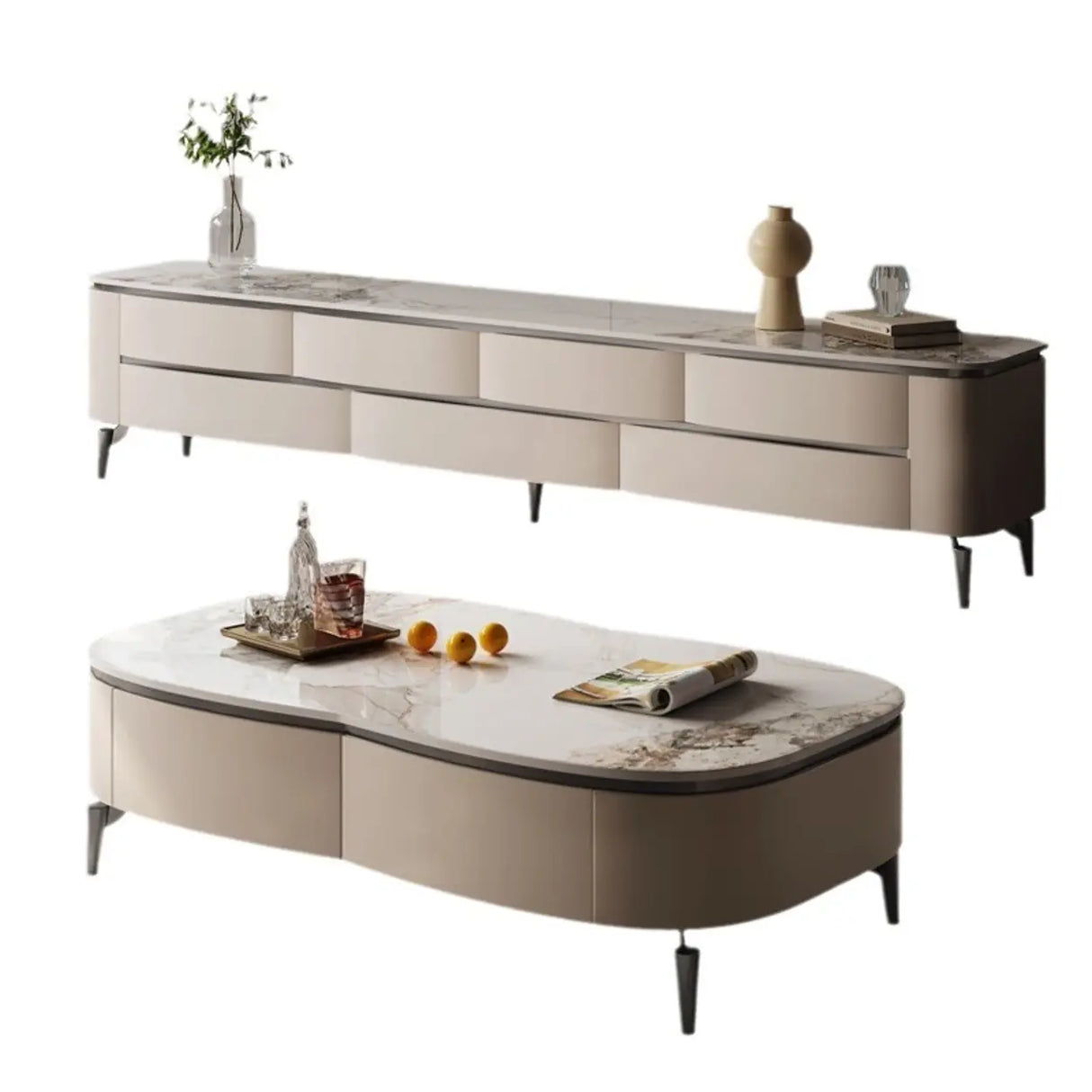 Mid-Century Modern Walnut Wood TV Stand with Storage Image - 4