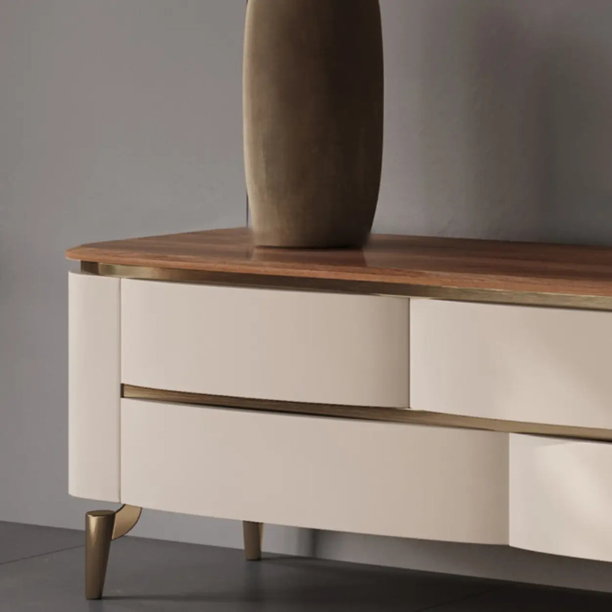 Mid-Century Modern Walnut Wood TV Stand with Storage Image - 5