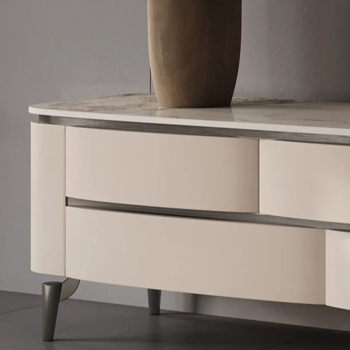 Mid-Century Modern Walnut Wood TV Stand with Storage Image - 7