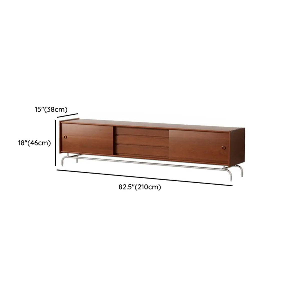Mid-Century Modern Walnut Wood TV Stand with Storage Cabinet Image - 8