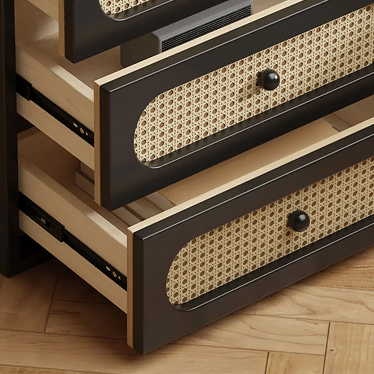 Mid-Century Modern White Wood Nightstand with Drawers Image - 10