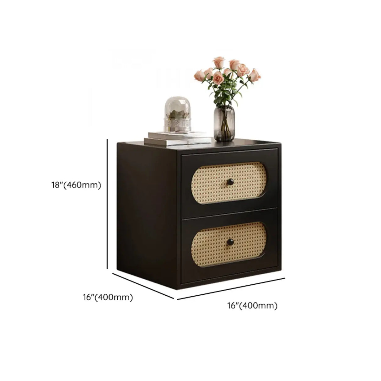 Mid-Century Modern White Wood Nightstand with Drawers