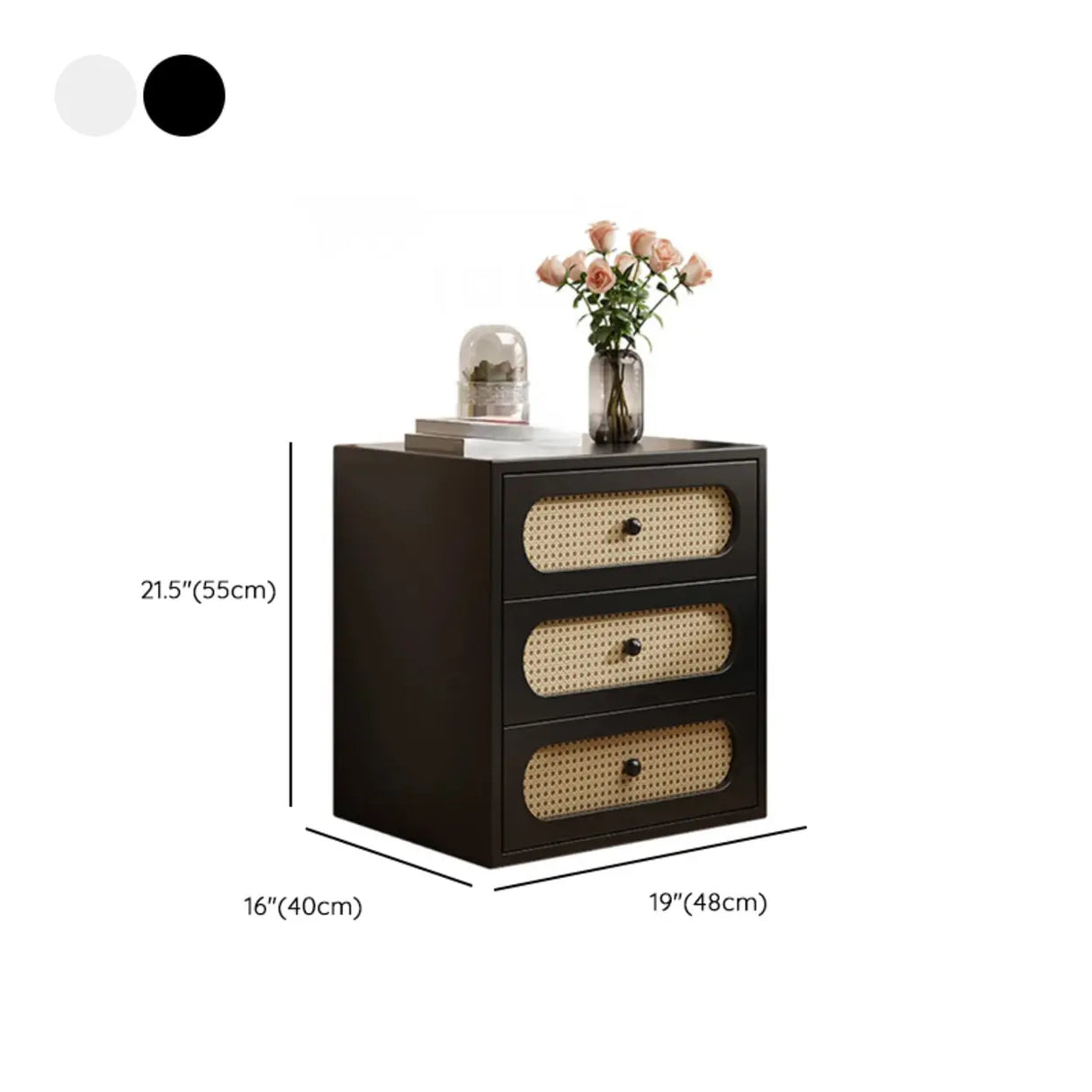Mid-Century Modern White Wood Nightstand with Drawers Image - 18