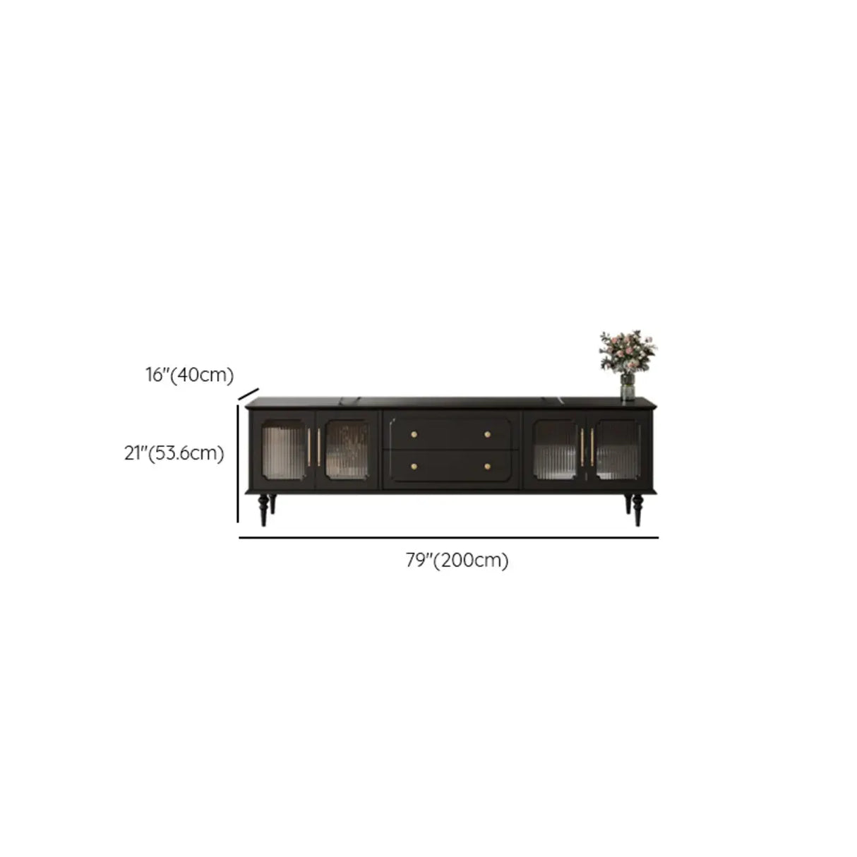 Mid-Century Modern Wood Black Drawers Long TV Stand Image - 10