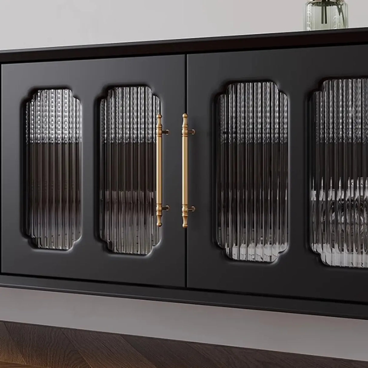 Mid-Century Modern Wood Black Drawers Long TV Stand Image - 5