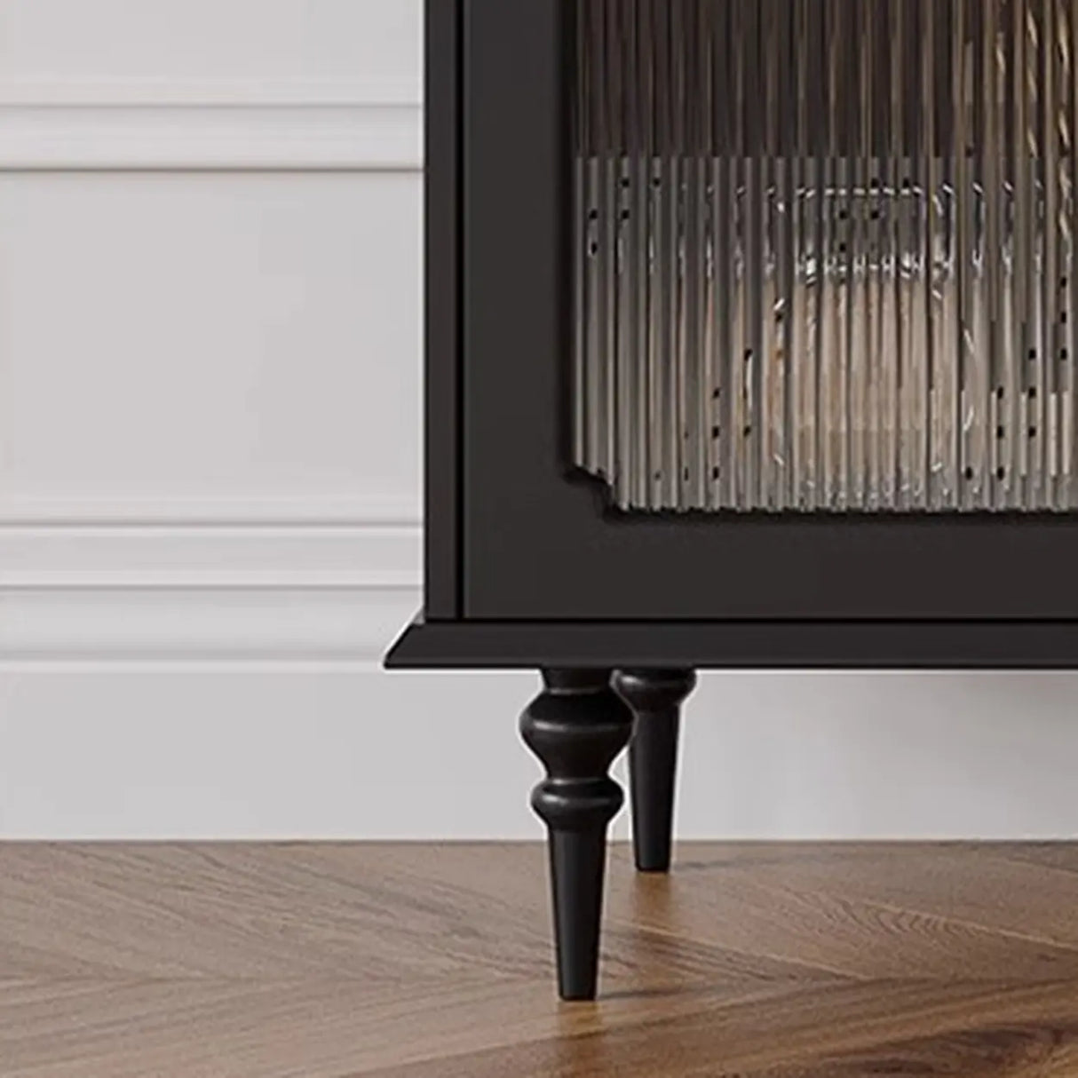 Mid-Century Modern Wood Black Drawers Long TV Stand Image - 7