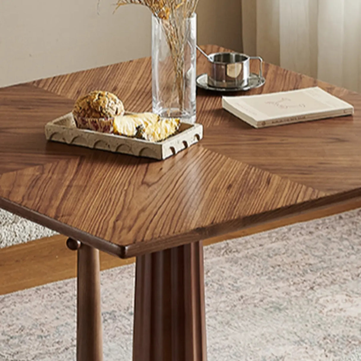 Mid-Century Modern Wood Brown Square Small Dining Table Image - 6