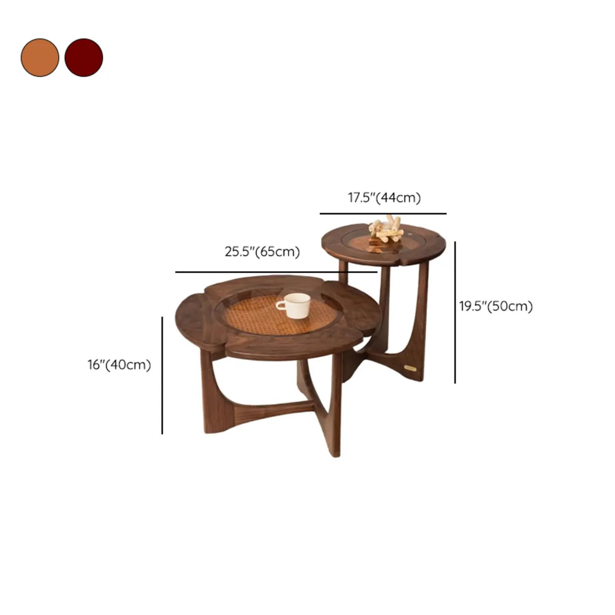 Mid-Century Modern Wood Flower Nesting Coffee Table